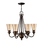 Люстра бронзового цвета с конусными плафонами из бежевого стекла Hinkley варинант исполнения - 2 | Loft Concept в Тюмени