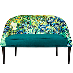 Диван двухместный из натурального бука зеленый с цветочным принтом Impressionism in Art варинант исполнения - 1 | Loft Concept в Тюмени