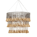 Люстра трехъярусная с декором из круглых деревянных бусин с кисточками Gray Brown Wooden Beads Chandelier варинант исполнения - 2 | Loft Concept в Тюмени