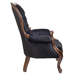 Кресло с мягкой обивкой из черного велюра на 4-х деревянных ножках Evelyn Classical Armchair варинант исполнения - 2 | Loft Concept в Тюмени