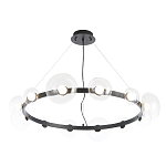 Люстра подвесная круглая с 12-ю прозрачными куполообразными плафонами и черным металлическим основанием Flos Wireline Lighting варинант исполнения - 3 | Loft Concept в Тюмени