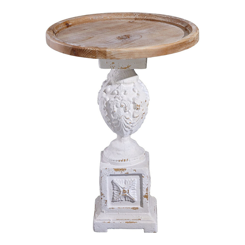 Приставной столик с резным античным узором Antique Engraving Белый Кремовый в Тюмени | Loft Concept 