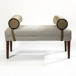 Банкетка Banquette PIED DE POULE с принтом гусиная лапка и бежевыми подлокотниками  варинант исполнения - 3 | Loft Concept в Тюмени