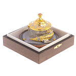 Икорница с декором "Осетр" с гравировкой на подставке из натурального камня Агат Decorative Cavair Dishes варинант исполнения - 4 | Loft Concept в Тюмени