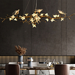Люстра в виде золотой ветки с цветами и птичками Marvelous Garden варинант исполнения - 4 | Loft Concept в Тюмени