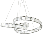 Подвесная люстра в виде изогнутых колец с хрустальным декором Ring Horizontal Oculus Chrome Light Chandelier варинант исполнения - 1 | Loft Concept в Тюмени