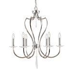 Люстра цвета никель с 6-ю лампами и стеклянными подвесками Elstead Lighting варинант исполнения - 1 | Loft Concept в Тюмени