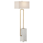 Торшер с прямоугольным абажуром на белом мраморном основании Asymmetry on Marble варинант исполнения - 4 | Loft Concept в Тюмени