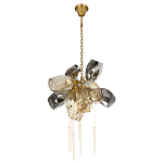 Люстра подвесная со стеклянными плафонами из дымчатого и золотистого с шестью вертикальными подвесками Gilded Mirage  варинант исполнения - 5 | Loft Concept в Тюмени