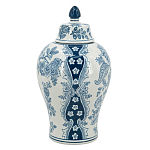 Ваза с крышкой и голубым цветочным рисунком на белом фоне Blue & White Ornament варинант исполнения - 2 | Loft Concept в Тюмени