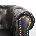 Диван кожаный двухместный на 4-х деревянных ножках из массива березы Logan Leather Seating black варинант исполнения - 5 | Loft Concept в Тюмени