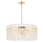 Люстра подвесная круглая с прозрачными рельефными стеклянными вставками и золотым основанием Textured Glass Chandelier варинант исполнения - 1 | Loft Concept в Тюмени