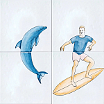 Плитка с узором Дельфин Серфингист варинант исполнения - 2 | Loft Concept в Тюмени