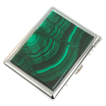 Портсигар на 10 сигарет с газовой зажигалкой из натурального камня Малахит Stone Cigarettes Cases варинант исполнения - 1 | Loft Concept в Тюмени