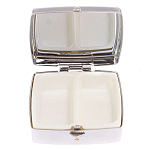 Таблетница карманная квадратная с 2-мя отделениями с зеркалом и накладкой из натуральных камней Малахит Хризоколла Silver Stone Pillboxes варинант исполнения - 3 | Loft Concept в Тюмени