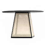 Обеденный стол с круглой чёрной столешницей и плетёным основанием Savanna Round Table варинант исполнения - 1 | Loft Concept в Тюмени