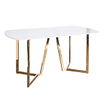 Стол обеденный белый с золотыми глянцевыми ножками Laconic White Table варинант исполнения - 1 | Loft Concept в Тюмени
