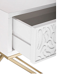 Приставной столик с выдвижным ящиком  White Table Carved Pattern варинант исполнения - 3 | Loft Concept в Тюмени