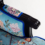 Кресло из натурального бука бирюзовое с изображением птиц и цветов Turquoise Chinoiserie Garden Armchair варинант исполнения - 4 | Loft Concept в Тюмени