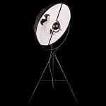 Торшер в виде прожектора с круглым тканевым абажуром на треноге черного цвета Radiance Éclat варинант исполнения - 3 | Loft Concept в Тюмени