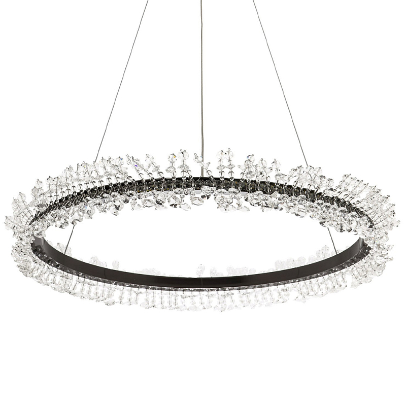 Кольцевая люстра с хрустальным декором Rowan Crystal Ring Horizontal Black Chandelier Прозрачный Черный Кольцевая люстра с хрустальным декором Rowan Crystal Ring Horizontal Black Chandelier Прозрачный Черный в Тюмени | Loft Concept