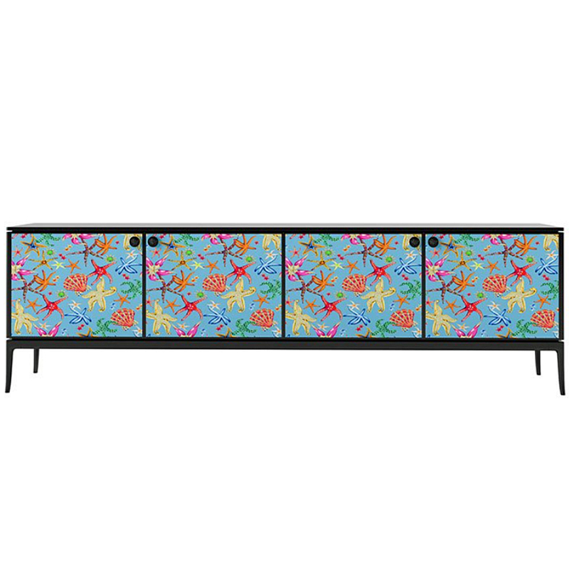 Stiletto Sideboard Blue nautical print Голубой Черный матовый в Тюмени | Loft Concept 