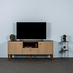 ТВ-тумба бежевая из массива бука с 2-мя дверками и ящиком Wenge Light варинант исполнения - 5 | Loft Concept в Тюмени