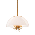 Подвесной светильник золотого цвета с полусферическим опаловым плафоном и декоративным элементом Elstead Lighting варинант исполнения - 1 | Loft Concept в Тюмени