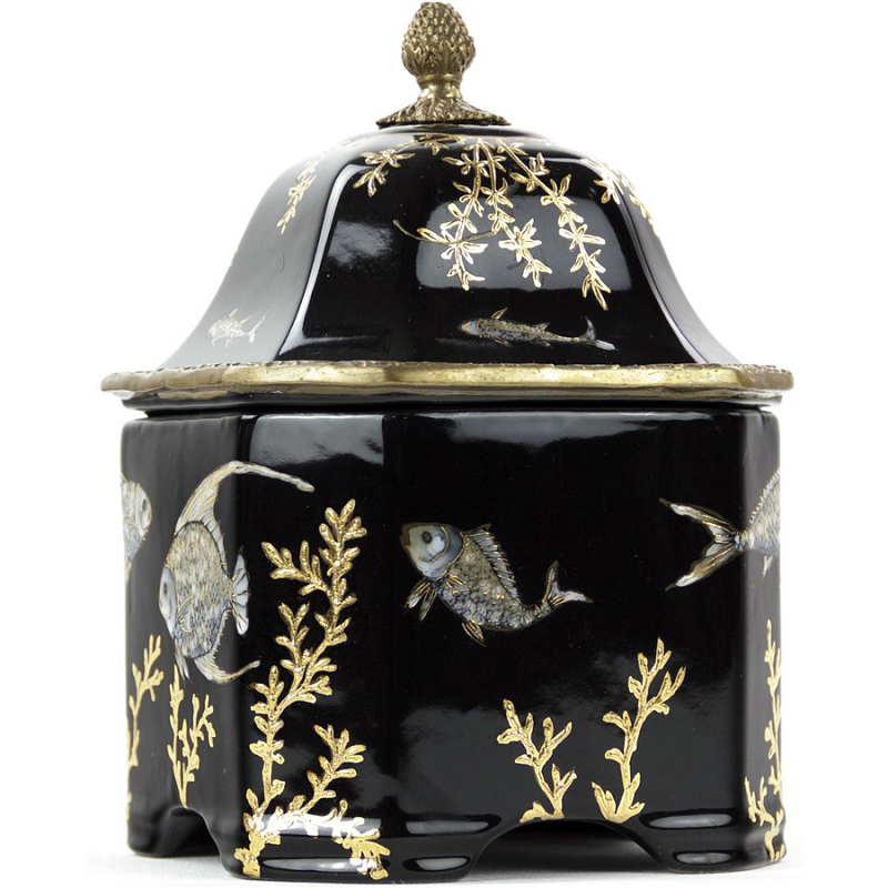 Шкатулка Box Fish Chinoiserie Черный Бронза Золотой Шкатулка Box Fish Chinoiserie Черный Бронза Золотой в Тюмени | Loft Concept