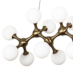 Линейная люстра с плафонами из стеклянных шаров Pearls Suspension Linear Brass Chandelier варинант исполнения - 2 | Loft Concept в Тюмени