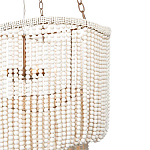Трехъярусная люстра с подвесками из круглых деревянных бусин белая White Beads Three-tier Chandelier  варинант исполнения - 6 | Loft Concept в Тюмени