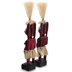 Комплект из 2-х деревянных статуэток Asmat Straw Headdress Statuettes Red Turquoise варинант исполнения - 2 | Loft Concept в Тюмени