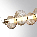 Подвесной светильник линейный с 7-ю рифлеными стеклянными шарами Marcelh Light варинант исполнения - 5 | Loft Concept в Тюмени