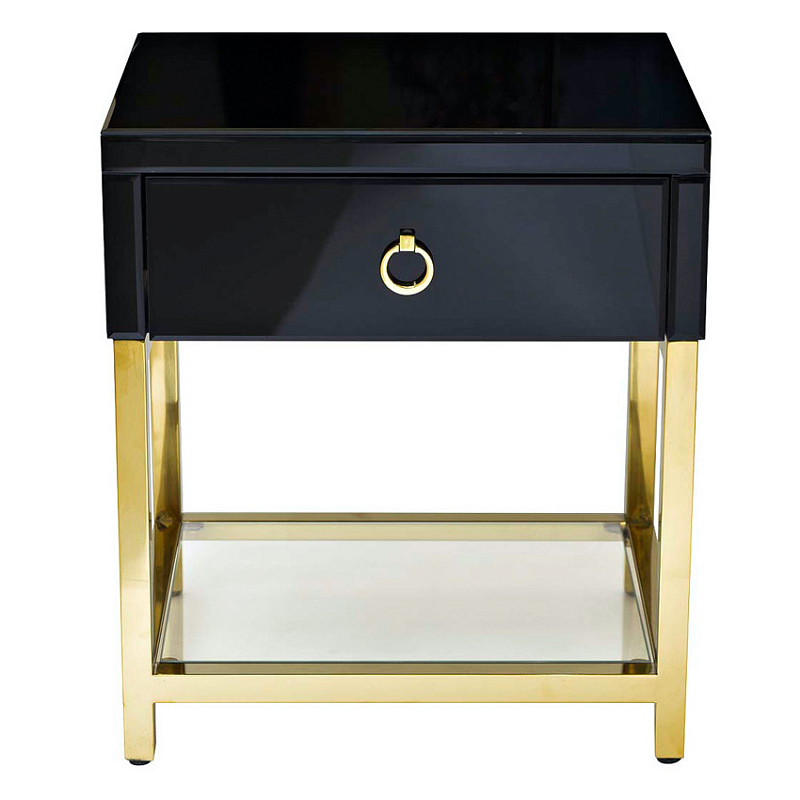 Тумба Black Gold Nightstand Глянцевый черный Глянцевое золото Прозрачный Тумба Black Gold Nightstand Глянцевый черный Глянцевое золото Прозрачный в Тюмени | Loft Concept
