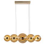 Люстра подвесная светодиодная со стеклянными плафонами янтарного цвета в форме дисков Savio Glass Disc варинант исполнения - 2 | Loft Concept в Тюмени