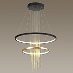 Люстра подвесная с 2-мя круглыми подвесами в черном и золотистом цвете и вертикальными подвесками Ring Horizontal варинант исполнения - 4 | Loft Concept в Тюмени