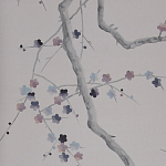 Обои ручная роспись Plum Blossom Special Colourway on Lilac Hint dyed silk варинант исполнения - 2 | Loft Concept в Тюмени