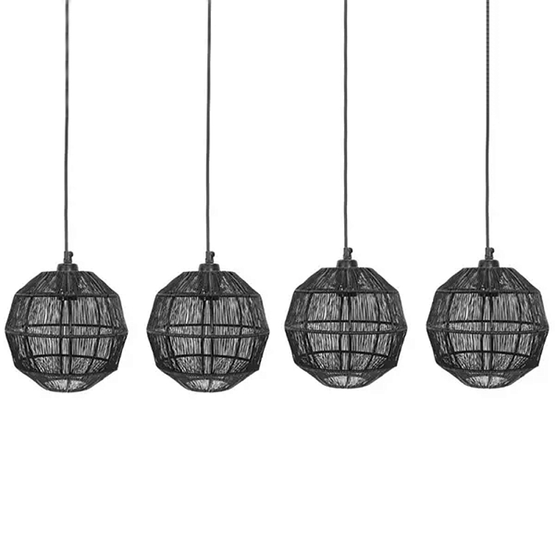 Подвесной светильник с 5-ю плетеными металлическими абажурами Wicker Iron Lamp Черный Подвесной светильник с 5-ю плетеными металлическими абажурами Wicker Iron Lamp Черный в Тюмени | Loft Concept