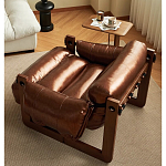 Кресло-диван кожаное на деревянном каркасе Medieval Furniture варинант исполнения - 1 | Loft Concept в Тюмени