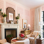 Обои ручная роспись Jharokha Arches Original colourway on pink painted Xuan paper варинант исполнения - 3 | Loft Concept в Тюмени