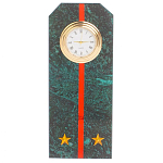 Часы погон ВС подарочные настольные из натурального камня Змеевик Military Clock варинант исполнения - 16 | Loft Concept в Тюмени
