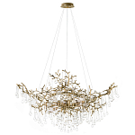 Подвесная люстра в виде ветвей деревьев золотого цвета с прозрачными подвесками-каплями 10 и 14 ламп Droplet Chandelier варинант исполнения - 1 | Loft Concept в Тюмени