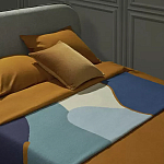 Плед из хлопка синего цвета с абстрактным принтом Elysian Flow Ocean варинант исполнения - 5 | Loft Concept в Тюмени