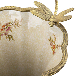 Ваза голубого цвета из фарфора с цветочным рисунком и бронзовой стрекозой Blue Garden варинант исполнения - 1 | Loft Concept в Тюмени