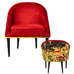 Кресло из натурального бука красное с цветным принтом Impressionism in Art варинант исполнения - 2 | Loft Concept в Тюмени