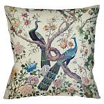 Подушка декоративная с изображением павлинов в саду Beige Chinoiserie Garden Two Peacocks Cushion варинант исполнения - 1 | Loft Concept в Тюмени