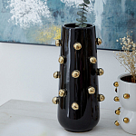 Ваза черная цилиндрическая с глянцевым покрытием и золотыми декоративными элементами Molecule Collection варинант исполнения - 3 | Loft Concept в Тюмени