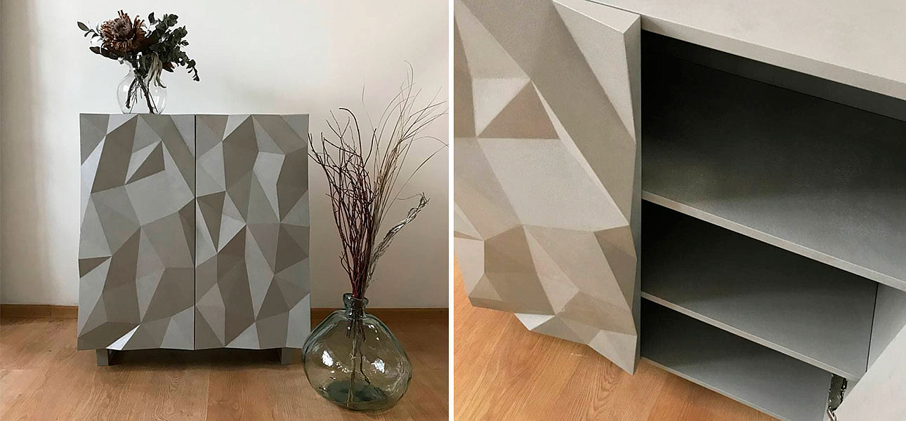 Комод с большими угловыми фигурами с одной секцией, 2 полки Geometric Greece Комод с большими угловыми фигурами с одной секцией, 2 полки Geometric Greece - Loft-Concept в Тюмени