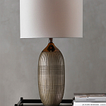 Настольная лампа керамическая с тканевым цилиндрическим абажуром Bullet варинант исполнения - 3 | Loft Concept в Тюмени