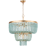 Круглая трехъярусная люстра с подвесками в виде круглых стеклянных бусин Blue Beads Chandelier варинант исполнения - 1 | Loft Concept в Тюмени